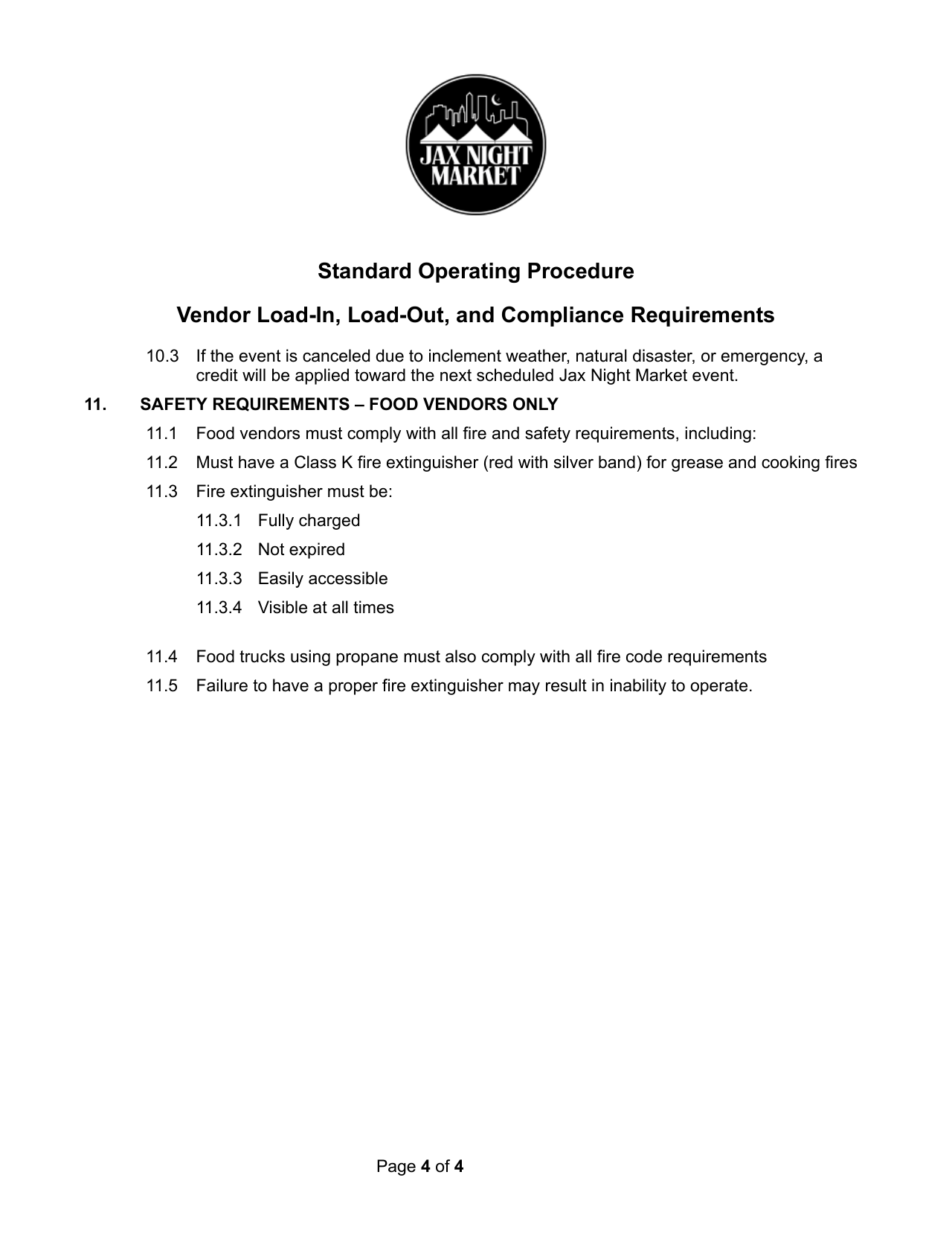Jax Night Market Vendor SOP — page 4